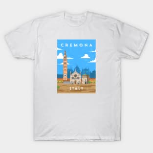 Cremona, Italy. Retro travel minimalist poster T-Shirt